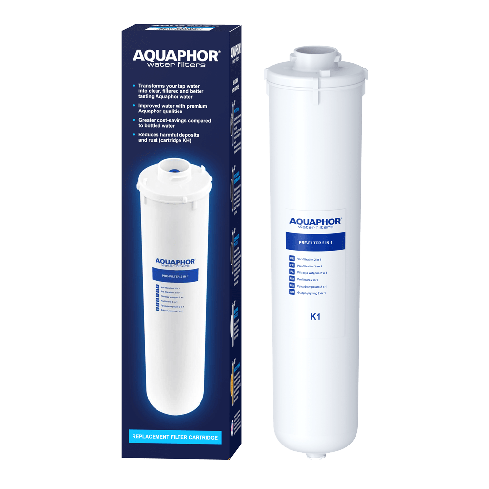 В AQUAPHOR RO-70S EU картридж K1 установлен перед мембраной RO-100S.